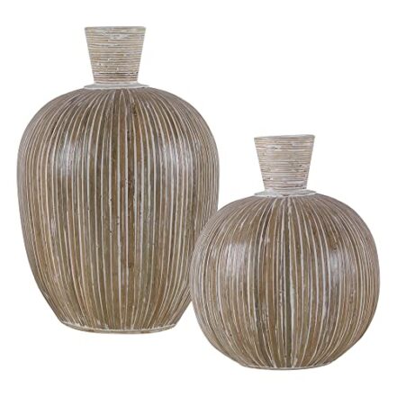 Uttermost Conjunto de 2 vasos decorativos da Islander Whitewashed - Webiishop