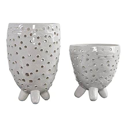 Uttermost Conjunto de 2 vasos decorativos de marfim rachados da Milla - Webiishop