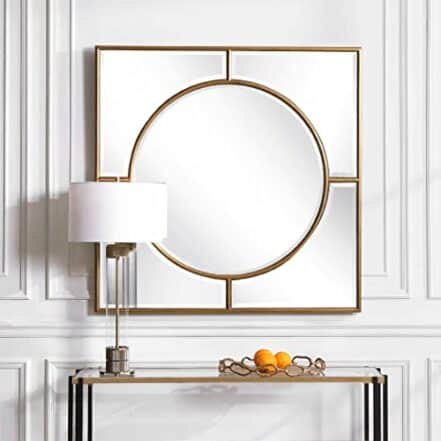 Uttermost Espelho de parede quadrado dourado escovado contemporâneo 09673 Stanford, 1,75 x 48 x 48 - Webiishop