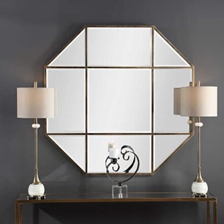 Uttermost Espelho octógono Daniella 09569 bronze escovado antigo 122 cm L x 2,2 cm P x 122 cm A - Webiishop