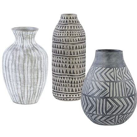 Uttermost Vasos Natchez Cinza Carvão e Bege Conjunto de 3 - Webiishop