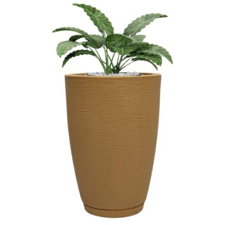 Vaso Polietileno Para Plantas Jardim Sala Luxo Cone Bojo 1 Com Prato (Bege) - Webiishop
