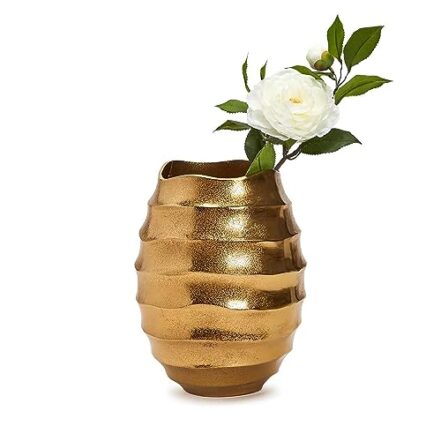 Vaso de alumínio reciclado da Two's Company, 30,5 cm de altura, dourado, mesa, presente, decoração de casa - Webiishop