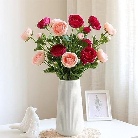 Vaso de cerâmica para decoração de casa, vaso de 20 cm para flores, vaso com nervuras de arte moderna para decoração prateleira de entrada decoração de mesa de sala de estar - Webiishop