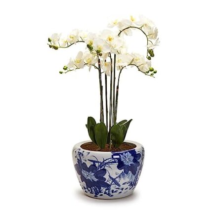 Vaso de flores azuis japonesas da Two's Company - porcelana pintada à mão - Webiishop