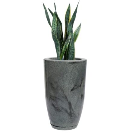 Vasos de Polietileno para Planta Casa Sala Jardim Coluna Lisa Marmorizada Luxo N2 com Prato Coletor (Grafite) - Webiishop
