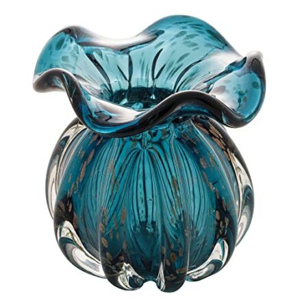 WOLFF Vaso de Vidro Italy Azul e Rosé 11,5cm x 13cm - Enxoval - Casamento - Decoração - Enfeites - Mesa Posta - Vasos Decorativos - Webiishop