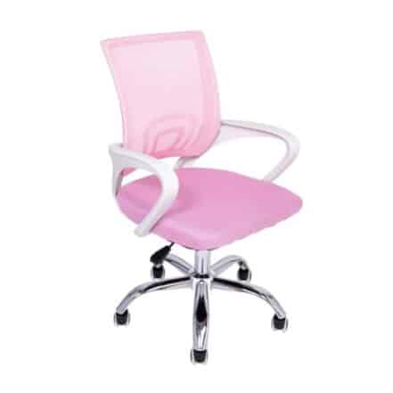 Cadeira de Escritório Begonia Tela Mesh Ergonômica Rosa - Webiishop