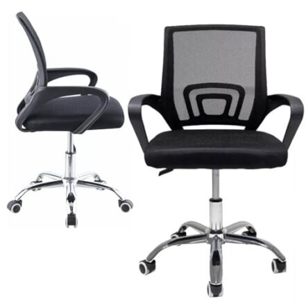 Cadeira de Escritorio Ergonômica Preto Estofado de Mesh - Webiishop