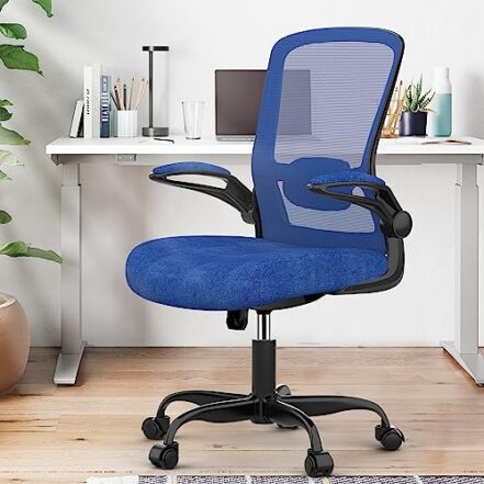 Cadeira de escritório, cadeira de mesa ergonômica com suporte lombar ajustável, cadeira de computador de malha com encosto alto com apoios de braço articulados-cadeiras de tarefa - Webiishop