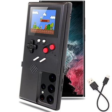 Capa de telefone Gameboy retrô portátil para Samsung Galaxy S22 Ultra, console de jogos Samsung, capa de videogame jogável 36 (para Galaxy S22 Ultra, preto) - Webiishop
