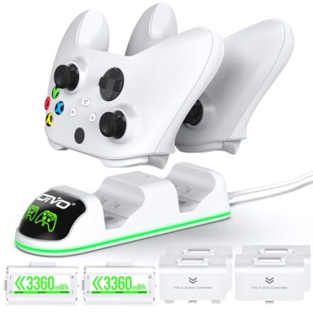 Carregador de controlador compatível com Xbox Series X|S/Xbox One, estação de carregamento com 2 x 1300 mAh kit de bateria recarregável, base de carregamento dupla OIVO para Xbox One/One Elite/Series X|S - Webiishop