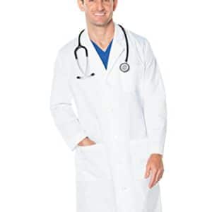 Casaco de laboratorio masculino Landau de 104 cm de comprimento total com 3 bolsos branco uniforme medico 0