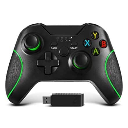Controle sem fio Xbox One, controle de jogo Zamia Gamepad 2,4 GHZ compatível com Xbox One/One S/One X/One Series X/S/Elite/PC Windows 7/8/10 com vibração dupla integrada (preto) - Webiishop