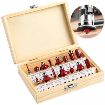 HOLTTER, Jogo de Fresas para Tupia Haste 6mm 15 Peças Fresa para Madeira Fresas para Acabamento Kit Fresas Tupia Jogo de Fresas Broca Reta 6mm Fresa com Rolamento Fresa Conica Fresa Amana - Webiishop