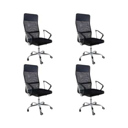 Kit 4 Cadeiras de Escritorio Nagano Tela Mesh Ergonômica - Preto - Webiishop
