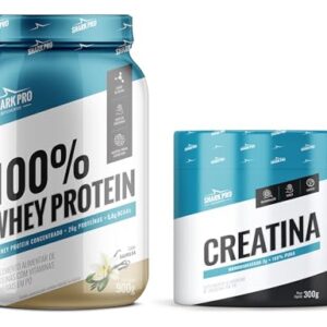 Kit Whey Protein 100 900gr Creatina 300g Shark Pro Suplementos 0