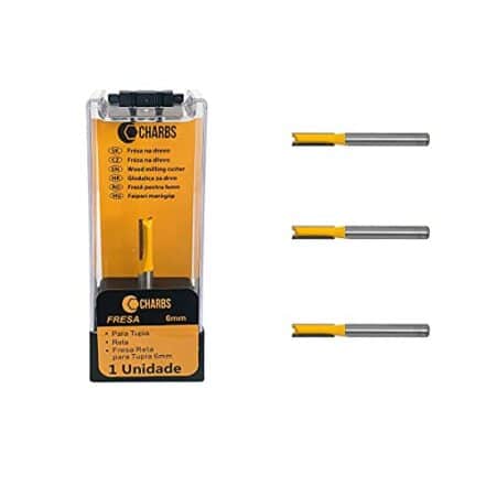 Kit com 4 Fresas Retas 6mm Metal Duro para Tupia - CHARBS - Webiishop
