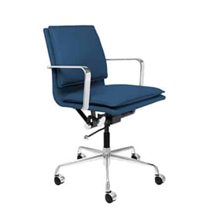 Laura Davidson Furniture Lexi II Cadeira de escritório moderna acolchoada com braços de alumínio - Webiishop