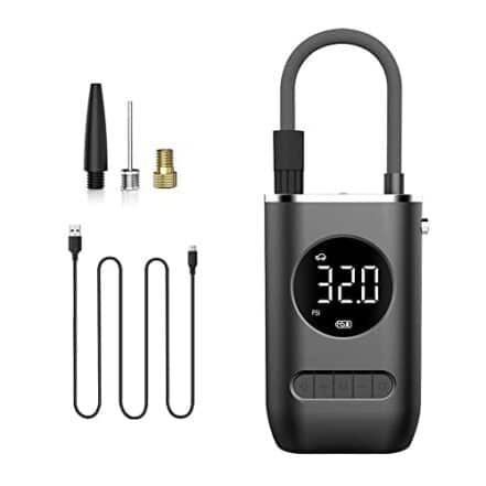 Mibee Compressor de ar portátil com inflador de pneu mini com bateria recarregável de 4000 mAh, bomba de pneu sem fio 150 PSI, luz de emergência LED, bomba de ar calibre de pressão para carro bicicleta motocicleta bola inflável - Webiishop