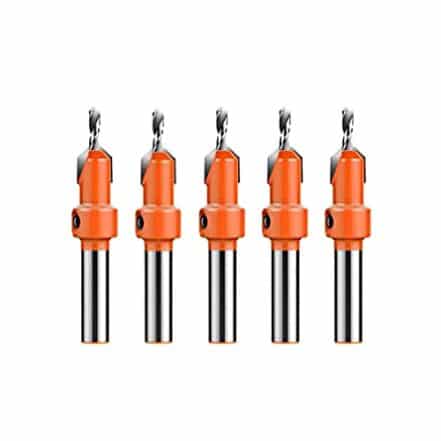 Qican Conjunto de brocas escareadoras para madeira 6 peças 8/10 mm haste redonda em liga para fresa de madeira fazendo furo de parafuso de 2,8-3,2 mm - Webiishop
