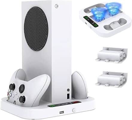 TwiHill Suporte de resfriamento para Xbox Series S com carregador de controlador, estação de carregamento de ventilador de resfriamento ajustável Acessórios de encaixe para console Xbox Series S - Webiishop