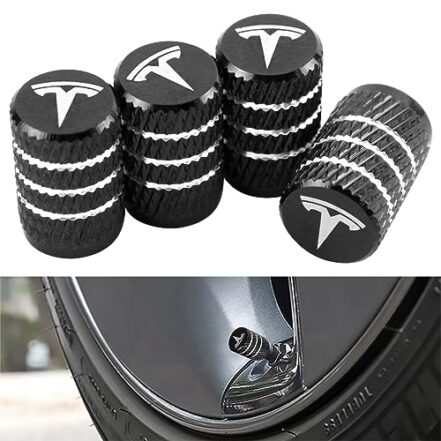 VIHIMAI 4 peças de tampas de válvula de pneu compatíveis com Tesla Carros, Caminhões, Moto, Acessórios Decorativos de Liga de Alumínio para Tesla Model Y X S 3 (Preto) - Webiishop