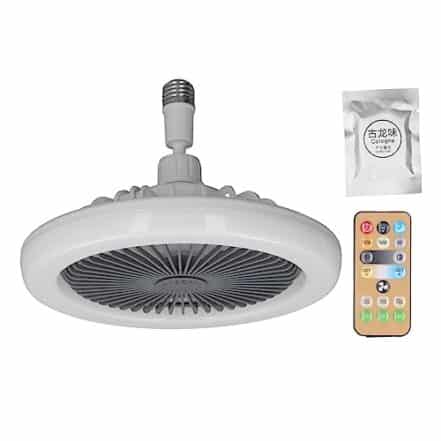Ventilador de Teto Pequeno Com Luz Controle Remoto E27 Suporte de Lâmpada Velocidade Ajustável 85-265V Ideal para Varanda Banheiro Armário Garagem Restaurante - Webiishop